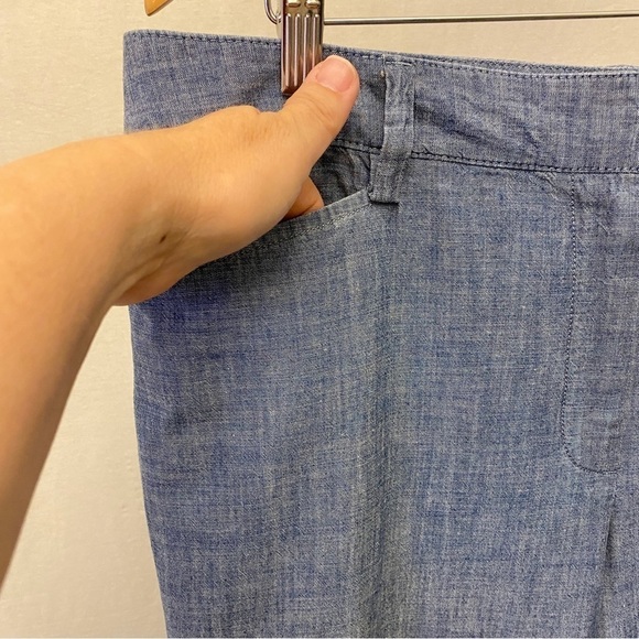 Lands End 12 Mid Rise Slim Leg Womens Pants Heathered Blue 100% Cotton - Picture 5 of 13